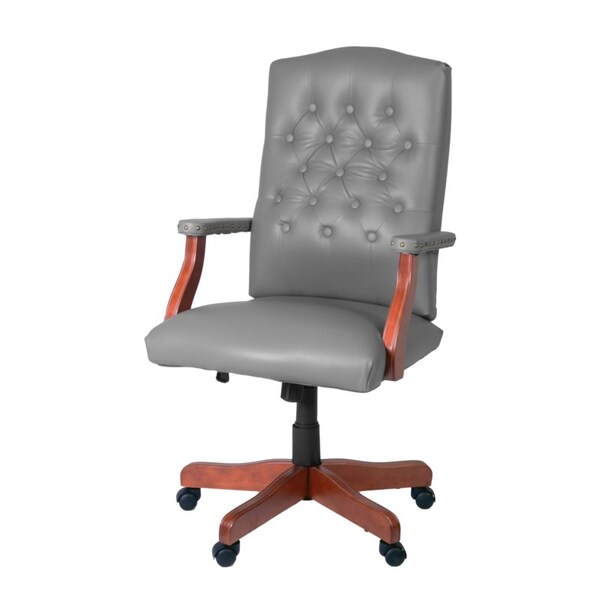 Regency Ivy League Clubhouse Dining or Meeting Swivel Chair- Grey/ Cherry 9040GYCH - main